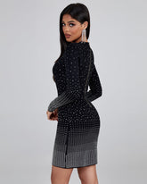 V Neck Rhinestone Mini Dress